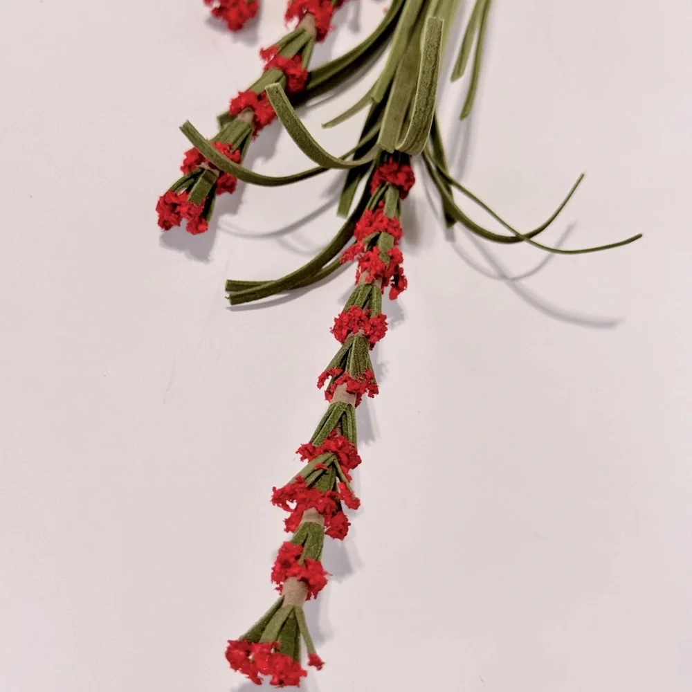 Elegant Red Berries & Green Artificial Floral Spray